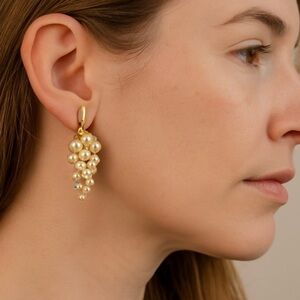 Vintage Faux Pearl Grapevine Clip-On Earrings